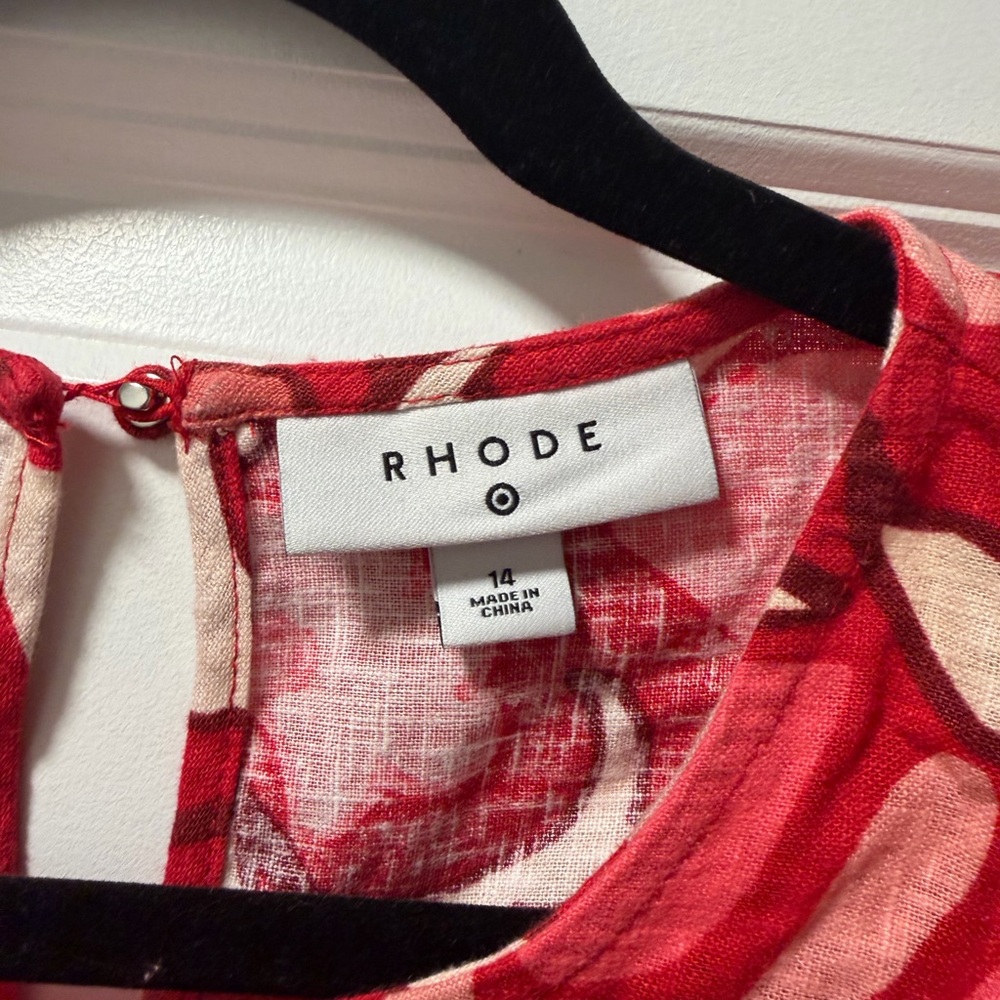 RHODE and Target collab linen Red and White Floral Midi Dress - Picture 7 of 7